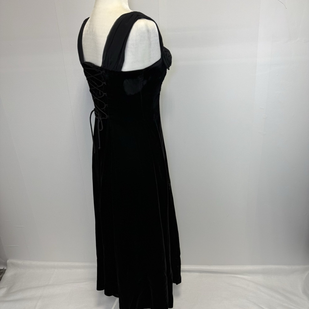 Vintage 80s Positively Ellyn Corset Black Velvet Goth Prom Cocktail Dress union - Picture 11 of 16